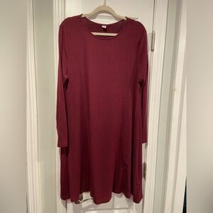 Old Navy Size XL Burgundy Long Sleeve Pullover Soft Stretch Mini Dress